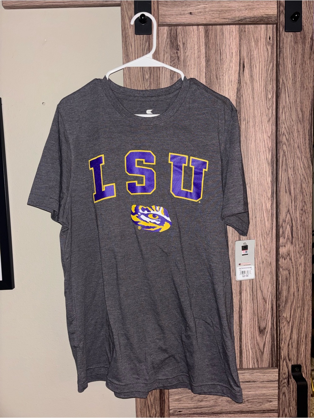 Colosseum Gray LSU Short-Sleeve Tee with Purple and Gold Logo